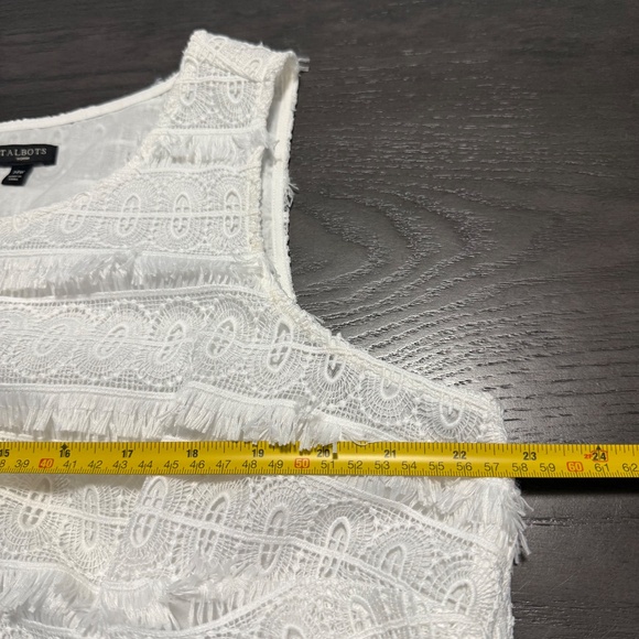 Talbots Women’s Plus Fringe Lace Sleeveless Top Blouse White Side Zip Size 14W - Picture 5 of 9